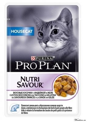 Pro Plan Housecat влажный корм для кошек, живущих в помещении - индейка в желе, пауч, 85 гр