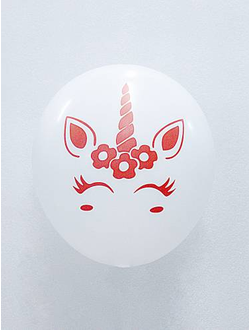 Воздушные шары с гелием "Единорожка" белый/розовый 30см