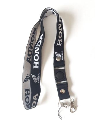 Шнурок на шею для ключей+телефона+бейдж (широкая резинка) HONDA MONSTER , цвет черный/белый