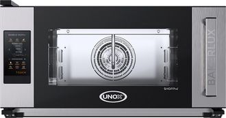 Шкаф пекарский UNOX XEFT-03EU-ETRV (панель TOUCH, 3 листа 600х400мм с пароувлажнением, 2 ск. вент., подкл. к воде, открытие справа налево)