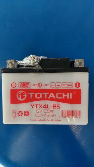 Сухозаряженный аккумулятор TOTACHI MOTO YTX4L-BS 3,5 а/ч L AGM