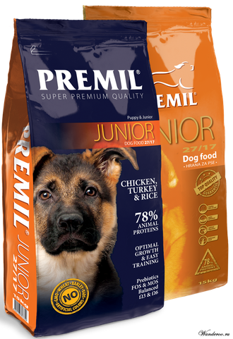 Premil Junior Премил Юниор корм для щенков и собак средних пород,  с курицей, индейкой и тунцом 1 кг.