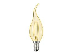 Лампа светодиодная General LOFT свеча на ветру E14 7W 2700K 2K 35x118 филамент (нитевидная) прозр.золот 647300