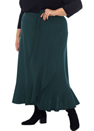 Отличная юбка с запАхом арт. 2131105 (Цвет изумруд) Размеры 48-72