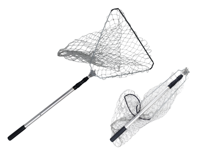 Подсачек телескопический складной треугольный, белая сетка, ручка 2,1м, 50см