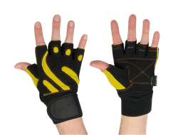 Перчатки для фитнеса STARFIT SU-121, черные/желтые