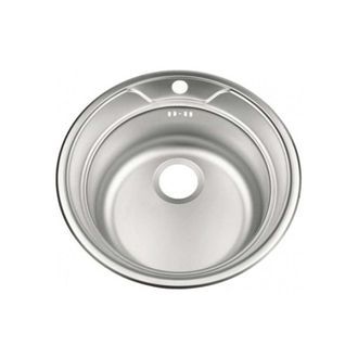 Врезная круглая   кухонная мойка Фаворит  нержавеющая сталь матовая Универсальная,Размер:50см.(UKINOX)