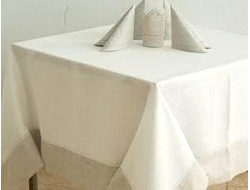 Белая прямоугольная льняная скатерть 170х250 см для широкого прямоугольного или овального стола