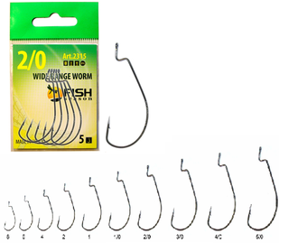 Крючок FishSeason офсетный Wide Range Worm  №8 (10уп. по 5шт) арт. 2315