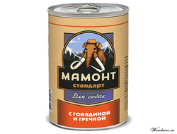 Мамонт Стандарт консервы для собак с говядиной и гречкой 970 гр.