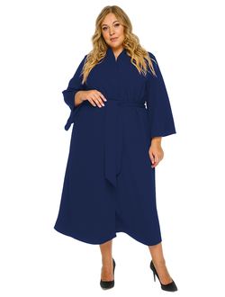 Легкое пальто -"Кимоно" из крепа 1721302 темно-синий