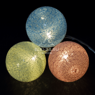 Гирлянда светодиодная "Тайские цветные шарики" 2.5 м, белый теплый свет