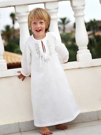 Крестильная рубашка для мальчика, модель "Владимир": 50% хлопок/50% лён, размеры от 3-х до 12 лет (от 98 роста до 152), можно вышить любое имя, цена от