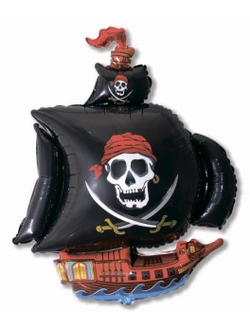 Шар Пиратский корабль, Черный, 104см, 1 шт.