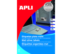 Этикетки А4 полиэстерные APLI 10070, серебристые, 63.5x29.6мм, 27шт/л, 20л