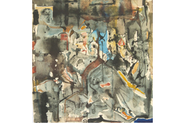 «Вечерние купола», 1979 г., бумага, акварель, тушь, 20,5х20