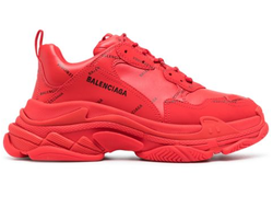 Кроссовки Balenciaga Triple S красные с надписями женские