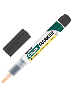 Маркер меловой MUNHWA "Chalk Marker", 3 мм, ЧЕРНЫЙ, сухостираемый, для гладких поверхностей, CM-01