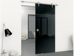 Стеклянная раздвижная дверь с черным стеклом, стоимость за м.кв.