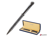 Ручка подарочная шариковая GALANT «Locarno», корпус серебристый с черным, хромированные детали, пишущий узел 0,7 мм, синяя. 141667