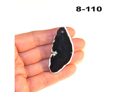 Агат натуральный (срез) черный №8-110: с отв. - 11,9г - 53*24*7мм