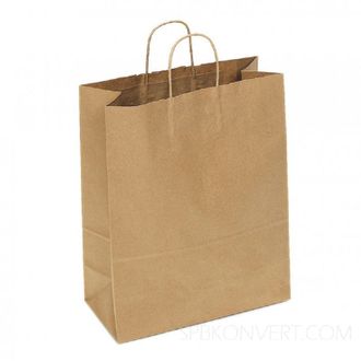 Бумажный пакет с Крученой ручкой КРАФТ (22*12*25), Меньший