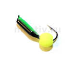 Мормышка вольфр. МАСТИВ Безнасадка 2 черный+зеленый, неоновый шар, 0,3гр. желтый (уп-ка 10шт.) арт.048