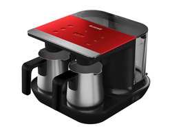 Кофемашина (кофеварка) для турецкого кофе Telve, двойная, декор "красный с серебром", Arçelik, Турция