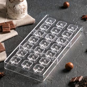 Форма для шоколада «Пончик в форме квадрата», 21 ячейка, 33×16,2 см