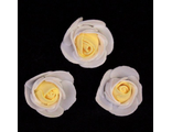 Роза из фоамирана,диаметр 3 см. Цена за 1 шт. Цвет бело-жёлтый
