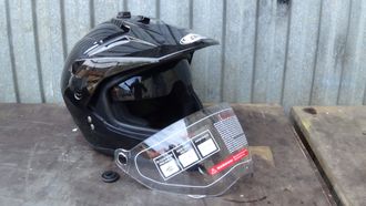 Шлем туринг (кросс со стекл.и оч) COBRA JK103DV,черн.глянц(5) XL