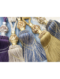 Кисти-подхваты с розами и с инкрустацией стразами, меланжевые оттенки