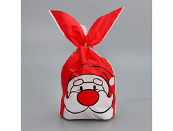 Мешок подарочный с ушками «Дедушка Мороз», 12 * 22 см,  5 штук (с клипсами)
