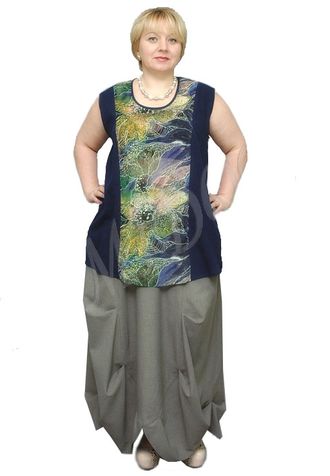 Модная юбка из льна Арт. 5129 (5 цветов) Размеры 58-84