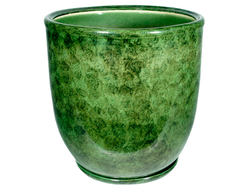 Зеленый большой напольный керамический горшок для цветов диаметр 36 см 28 л глянцевый
