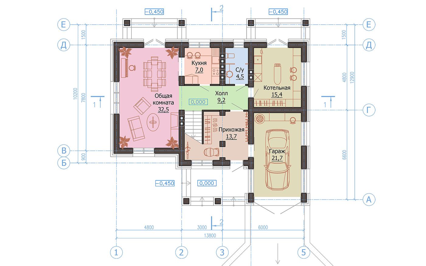 План 1-го этажа дома М-180