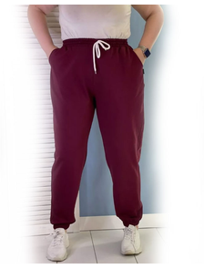 Женские брюки джоггеры арт. 19565-9973(Цвет бордовый) Размеры 62-82