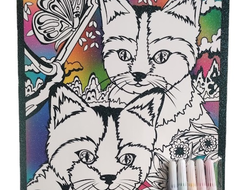 Раскраска глиттерная с фломастерами "Котята", размер 17,5 см * 25 см