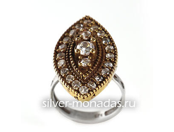 Серебряное кольцо 925 пробы с использованием бронзы в османском стиле. (М-09)