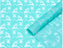 Бумага упаковочная тишью "Олени на голубом", 50 х 66 см, 1 лист (7896208)