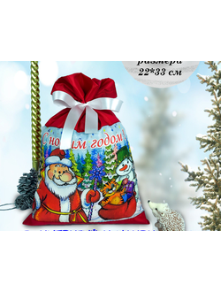 Мешочек на новый 2022 год №3 Дед Мороз и снеговик