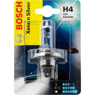 Лампа BOSCH Xenon Silver H4 12V 60/55W блистер 1 шт. белый свет 5000К