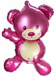 Шар с клапаном (14&#039;&#039;/36 см) Мини-фигура, Плюшевый мишка, Розовый, 1 шт.