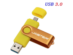 USB ФЛЕШКА НА 30 ГБ ЖЕЛТАЯ С OTG