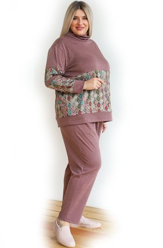 Женский комбинированный спортивный костюм Арт. 1217 (цвет бордовый) Размеры 56-68