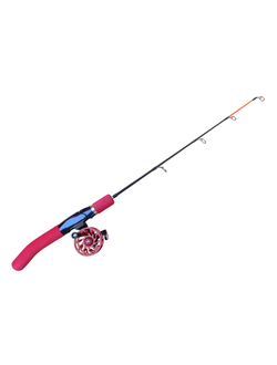 Удочка зимняя штекерная 57см с катушкой/ ручка неопрен КРАСНАЯ/ хлыст кивок плоский 38см