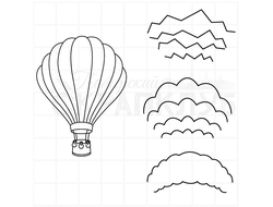 Штамп для скрапбукинга  воздушный шар с контурными рисунками для собственного дизайна