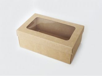 Коробка подарочная ВЫСОКАЯ 2П-В 7 см С ОКНОМ (18*11* выс 7 см), крафт