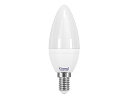 Лампа светодиодная General свеча E14 8W 6500K 6K 35x105 пластик/алюмин. 638400