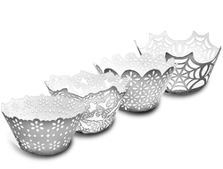 Украшение для выпечки капкейков, Цветочки, Серебряные, ( 22 - 25 шт)